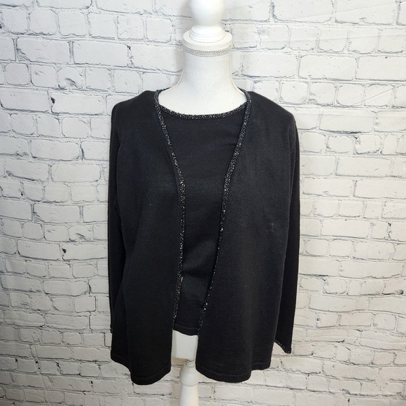 Victoria Jones Women's Elegant Black Cardigan Sweater Size Medium - Picture 8 of 13